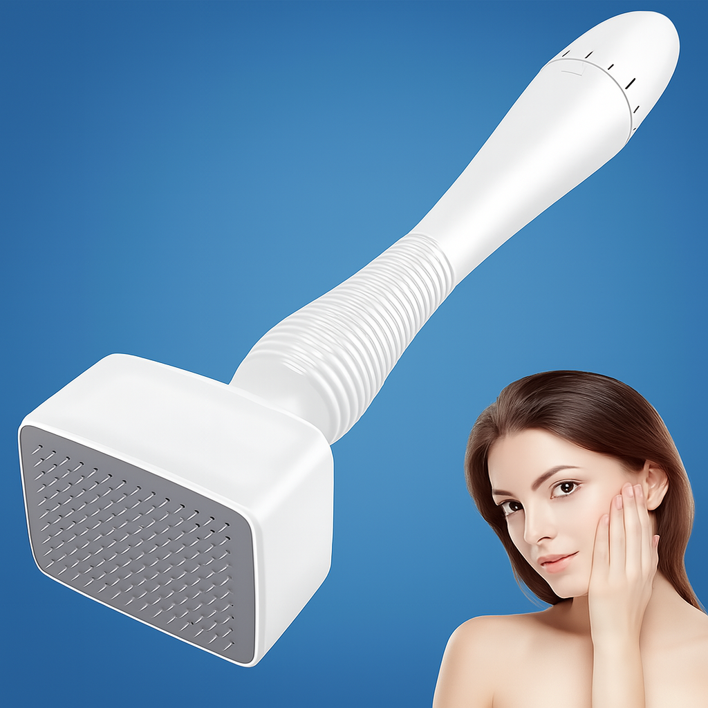 RevitaGlow | Microneedling Derma Stamp – Adjustable Depth – 140 Needles – Skin & Hair Rejuvenation