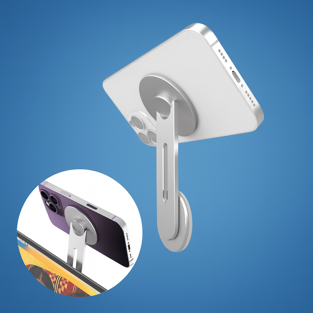 MagnaHold | Laptop Phone Mount – Magnetic Grip – 360° Adjustable Arm – Secure Hands-Free Viewing at Desk