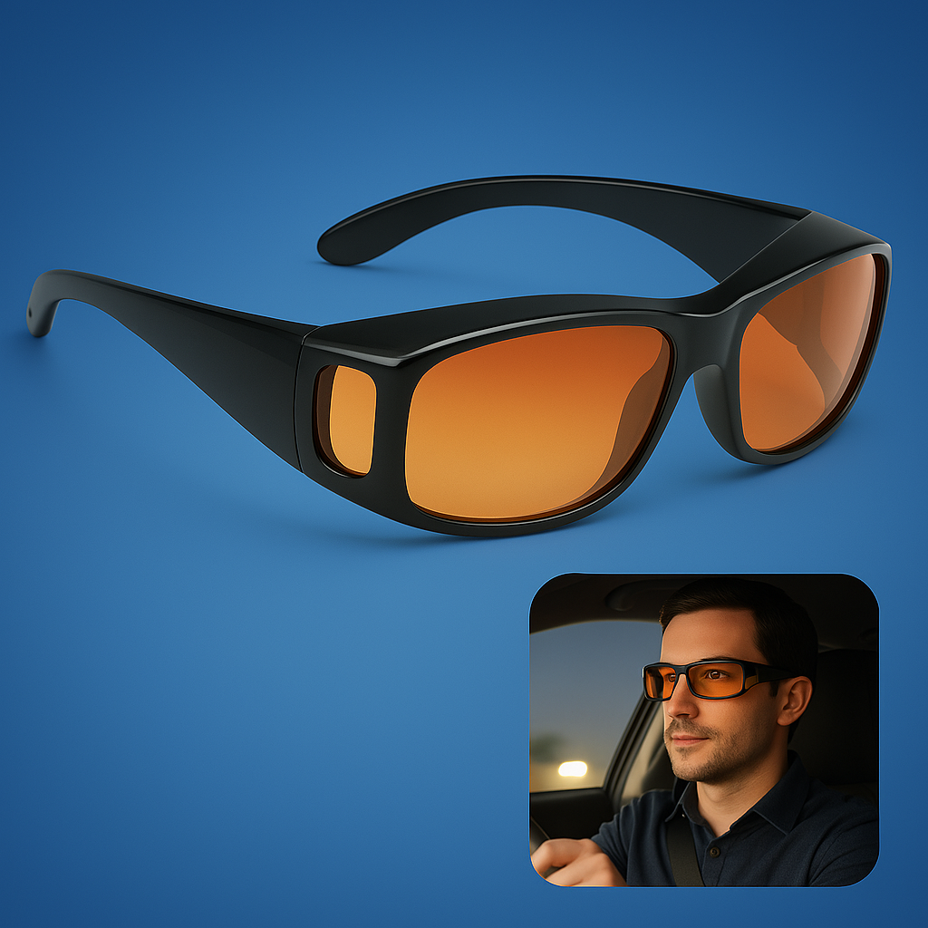 DriveBright Night Driving Clarity Glasses | Enhanced Vision - Anti-Glare Glasses - UV Protection - Reduced Eye Strain During Night Drives