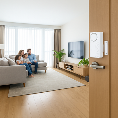 SecureSense | Door Opening Alarm Sensor – Instant Alert Modes – 108dB Loud Slim Design – Easy Install – Protect Kids & Home Security