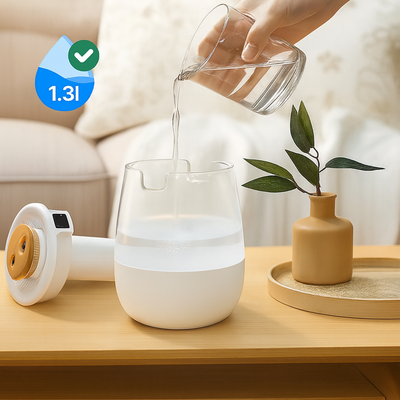 MistEase | Humidifier & Aroma Diffuser – Quiet Night-Light Mode – 1300 ml Tank – Dry Air Relief for Bedroom & Nursery