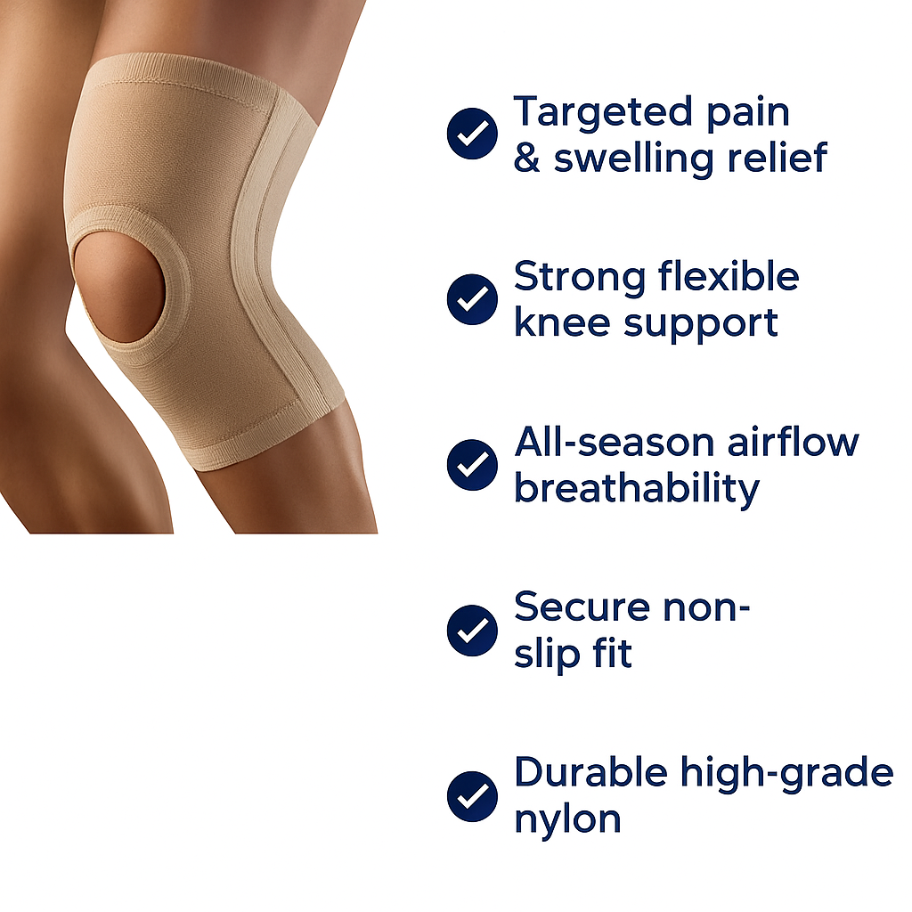 FlexiRelief | Knee Support Sleeve – Pain Relief & Swelling Reduction – Highly Elastic Breathable Non-Slip – Active Recovery & Exercise