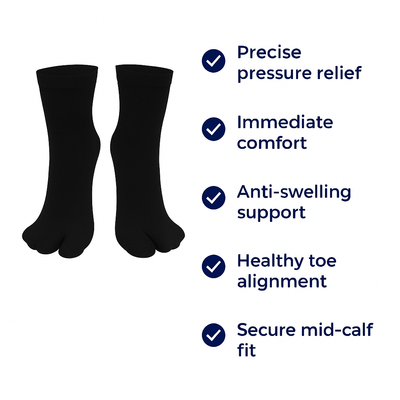 FootEase | Breathable Split-Toe Bunion Socks – Cushioned Support – Pain Relief – Reduces Swelling – Improves Alignment – All-Day Comfort