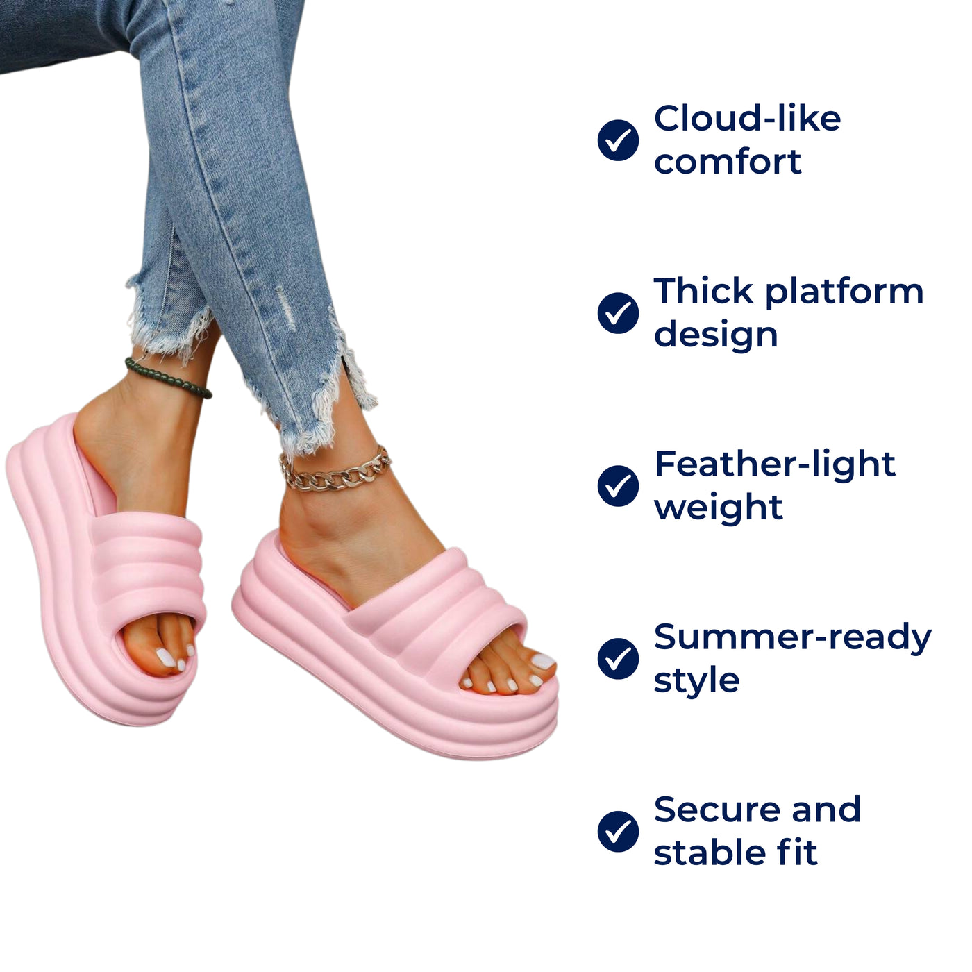 CloudEase | Platform Slider Sandals – Cushioned Sole – Lightweight Design – Women's Summer Comfort