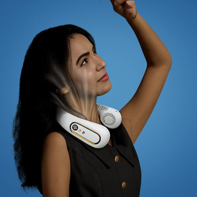 CoolEase | Portable Neck Fan – Hands‑Free Bladeless Cooling – Five‑Speed USB‑C – Travel Office Commuters