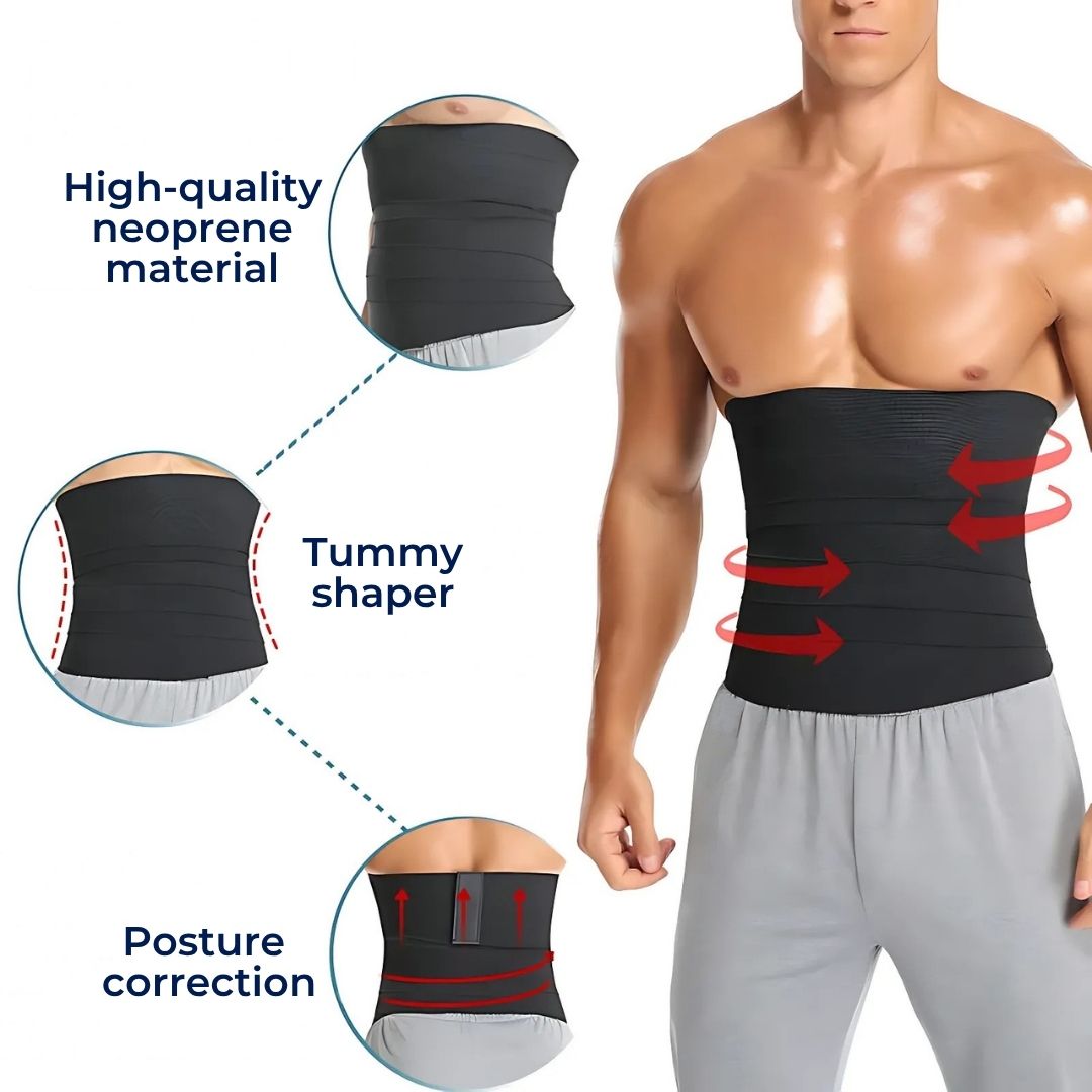CoreFlex | Men’s Waist Trainer – Adjustable Compression Wrap – Breathable Fabric – Ideal for Workouts and Daily Wear