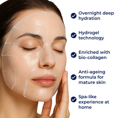 Dermaglow | Collagen Sheet Mask – Overnight Hydration – Hydrogel – Mature & Dry Skin