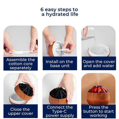 FlameMist | Essential Oil Diffuser – Flame LED – Two Mist Modes – Quiet USB Design – Home Relaxation