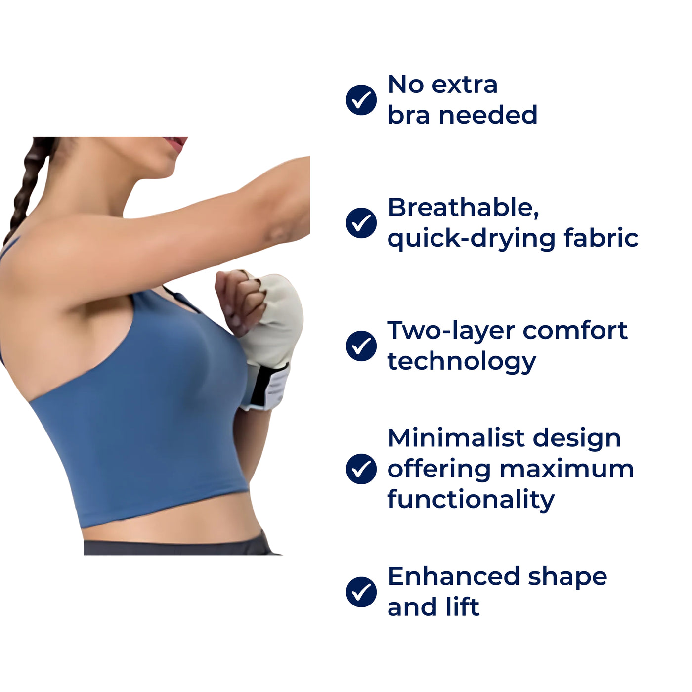 FlexaFit | Yoga Crop Top – Built‑in Bust Support – Breathable Quick‑Dry Fabric – Two‑Layer Comfort – Gym & Active Women