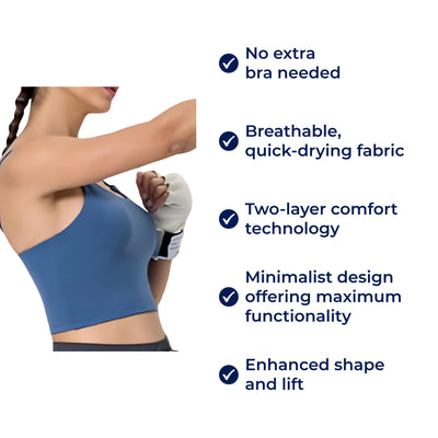 FlexaFit | Yoga Crop Top – Built‑in Bust Support – Breathable Quick‑Dry Fabric – Two‑Layer Comfort – Gym & Active Women