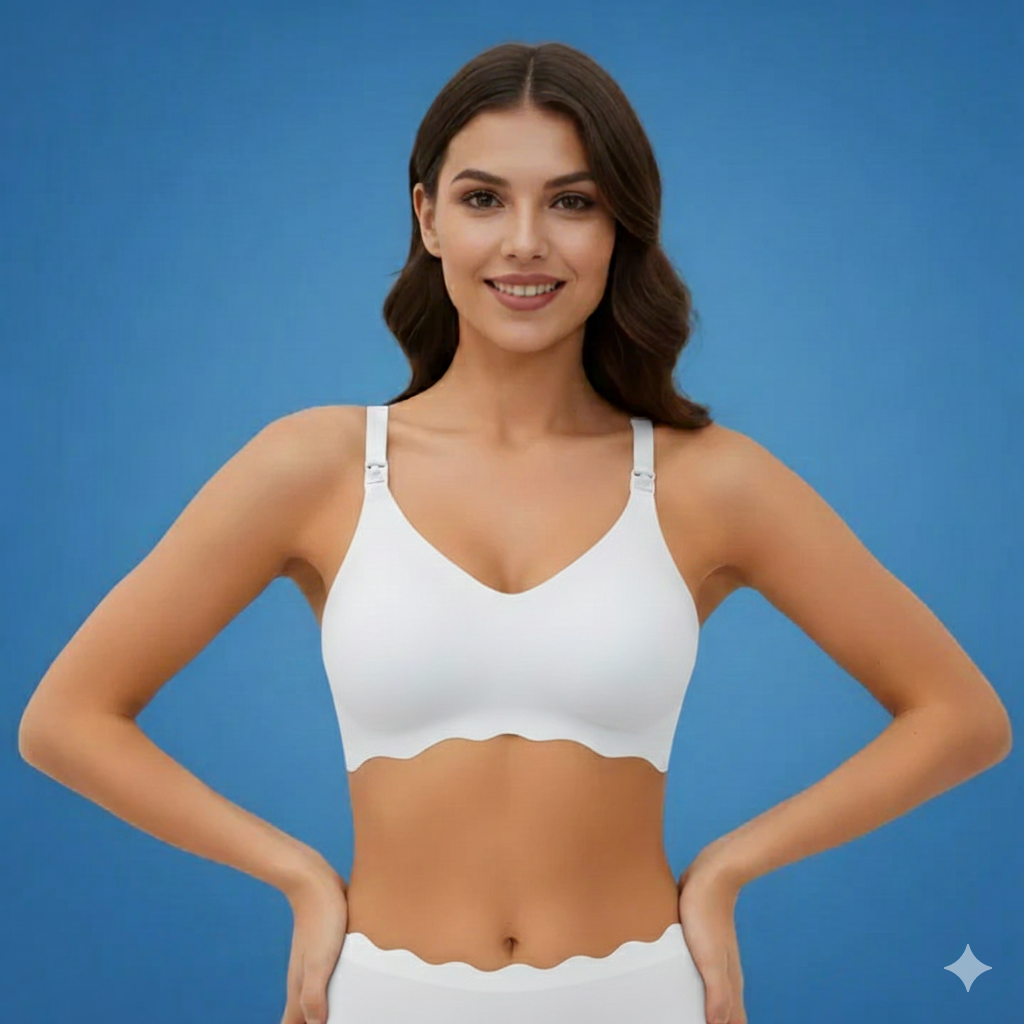 MumEase | Wireless Nursing Bra – One-Hand Snap Access – Ultra-Thin Breathable Support – All-Day Comfort for Breastfeeding Mums