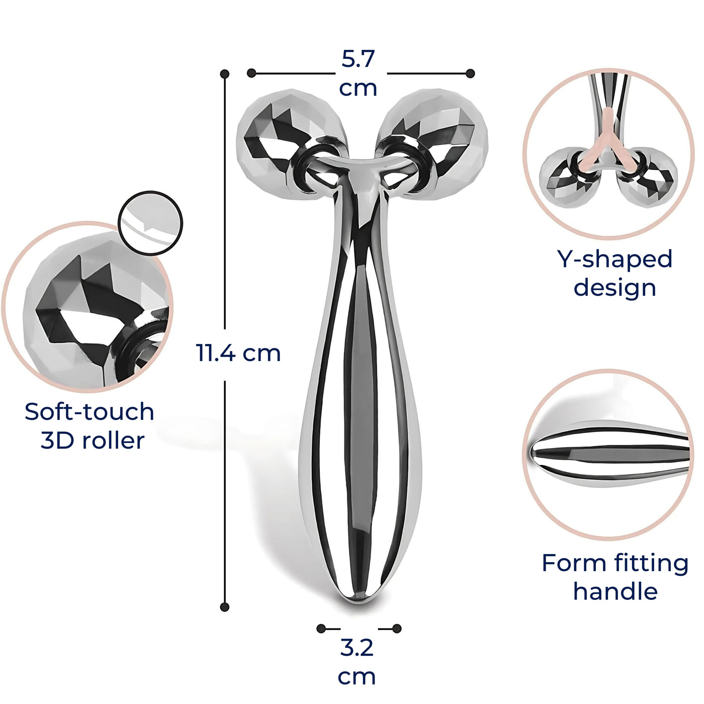 GlowRoller | Face Roller Massager – Depuffing & Lift – Metal Rolling Heads – Daily Spa Facial