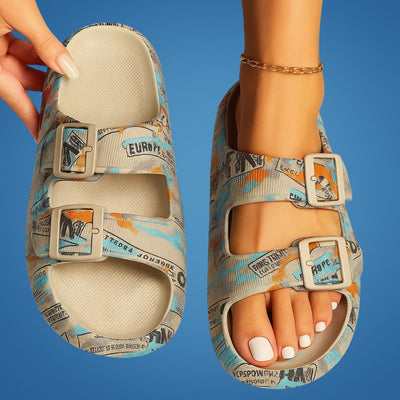 SoleEase | Women's Double Buckle Sandals – Adjustable Fit – Cushioned Footbed – Ideal for Beach & Casual Wear