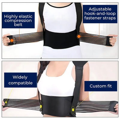 MagniTherm Self-Heating Back Support | Adjustable Heated Posture Corrector - Back Pain Relief - Posture Improvement