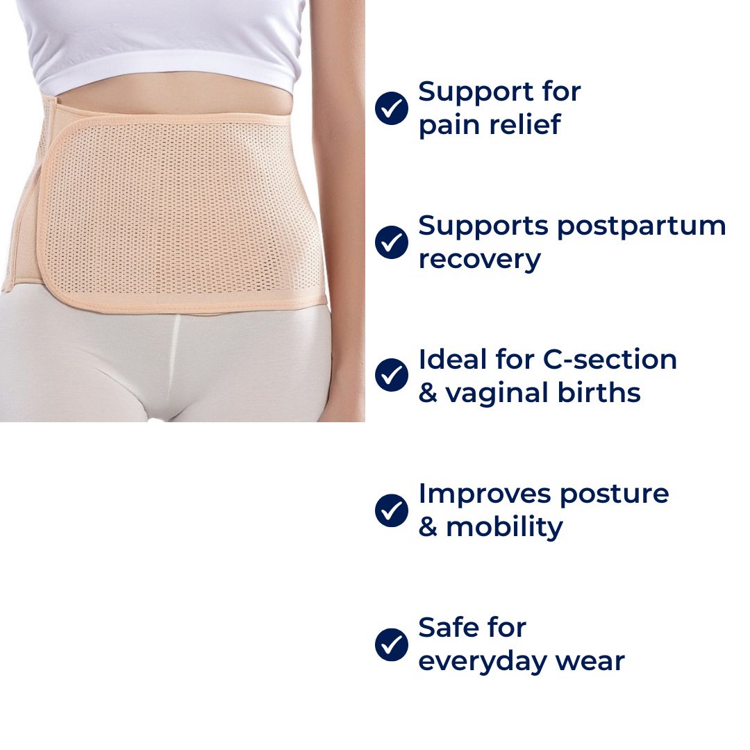 MumEase | Postpartum Belly Wrap – Pain Relief – Breathable Mesh – Ideal for New Mums