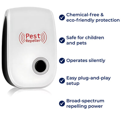 PestGuard | Ultrasonic Pest Repeller – Chemical-Free Protection – Silent Operation – Safe for Homes with Children and Pets