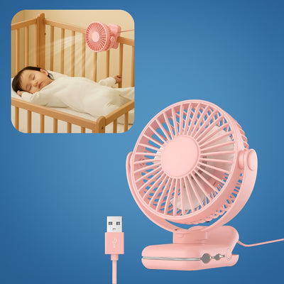 Clipbreeze | Clip-on USB Desk Fan Clamp Air Circulator – Long-Battery Cooling – Flame-Retardant Clamp – Quiet Nursery or Home-Office Use