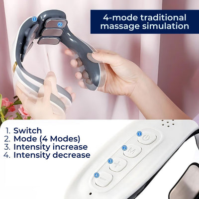 PulseWave Neck and Back Massager | Neck Pain Relief - Back Pain Relief - Muscle Relaxation - Portable with Heat Therapy