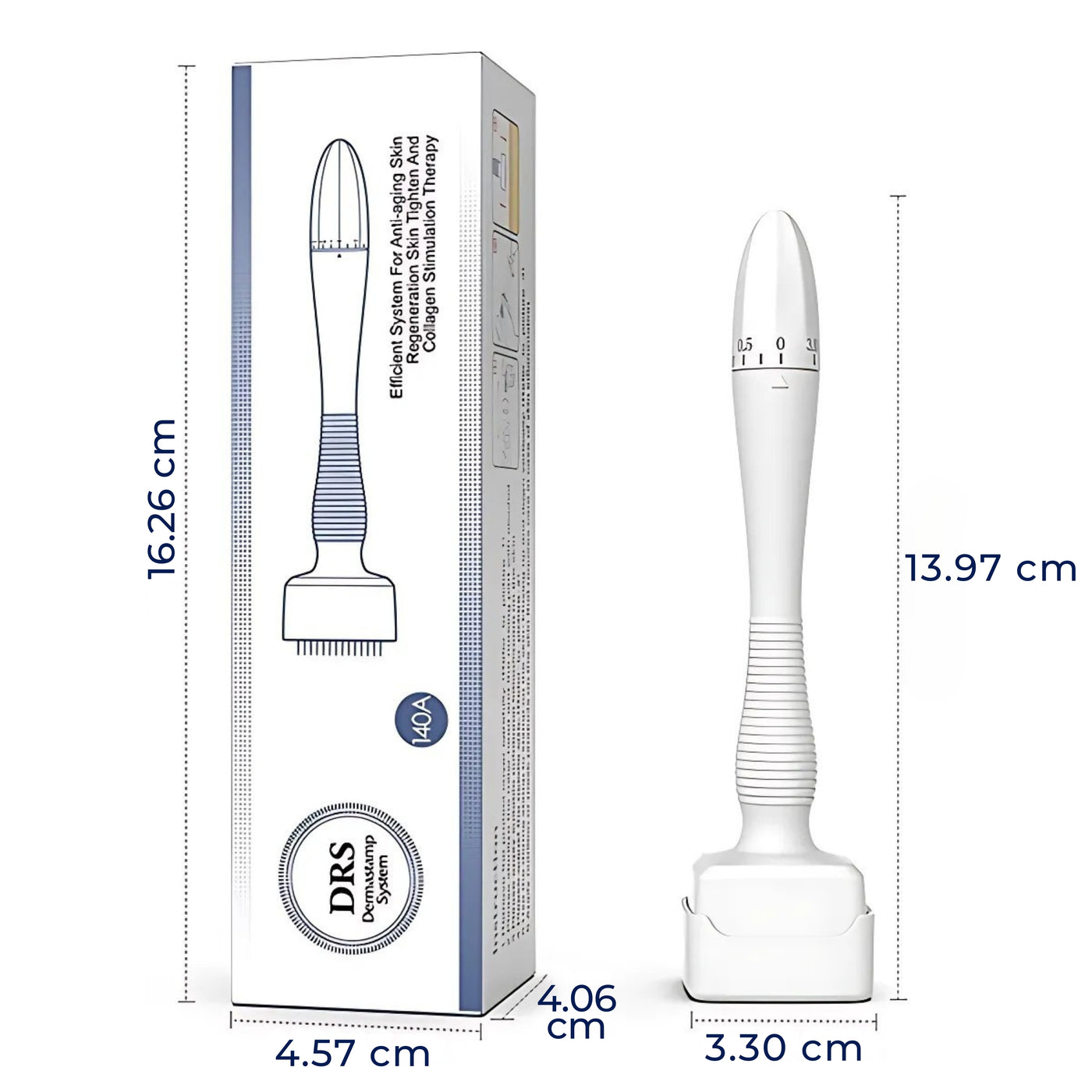 RevitaGlow | Microneedling Derma Stamp – Adjustable Depth – 140 Needles – Skin & Hair Rejuvenation