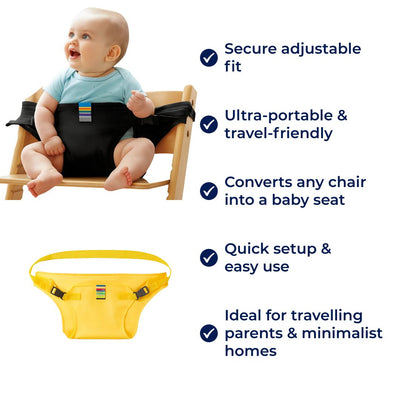 SeatGuard | Baby Chair Harness – Secure Adjustable Fit – Breathable Cotton Fabric – Portable Dining Safety Solution for Travelling Parents