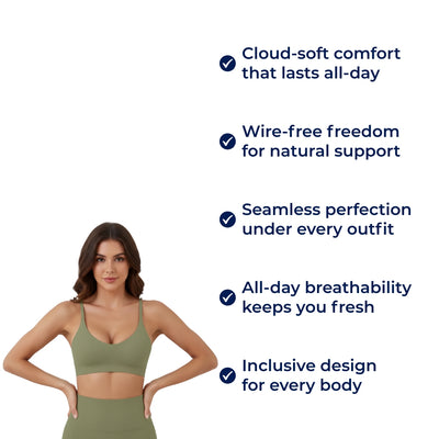 SmoothLift | Seamless Wireless Bra – No Wire Lift Support – Removable Pads – Breathable Smooth Fit for Women Seeking All-Day Comfort