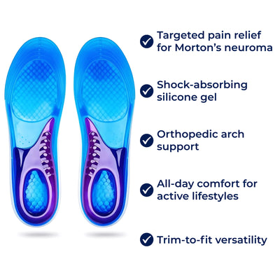 SoleRelief | Gel Insoles for Morton's Neuroma – Shock-Absorbing Silicone – Arch Support – Pain Relief for Active Adults