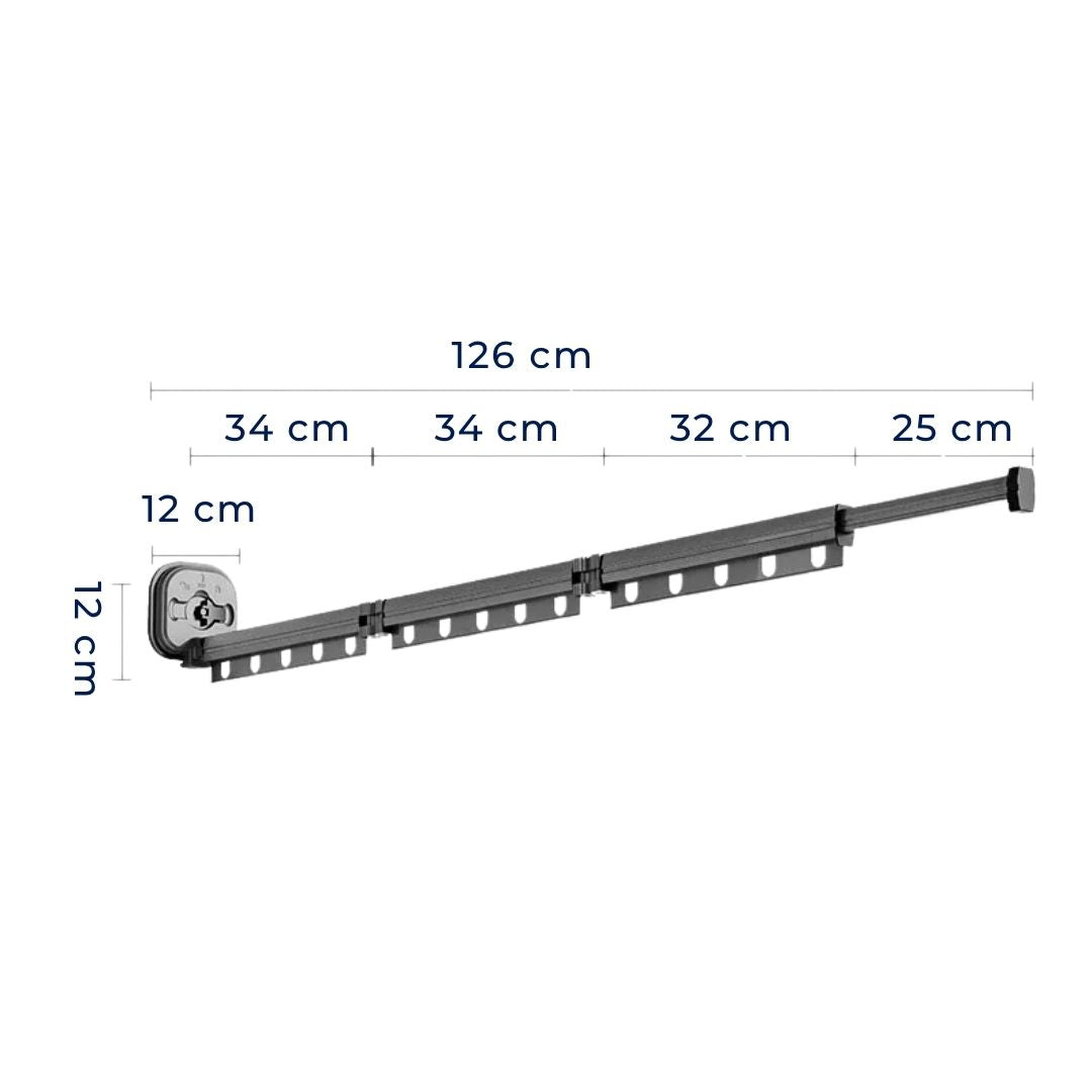 SpaceEase | Folding Clothes Hanger – Retractable Wall-Mounted Rack – Stainless Steel – Ideal for Small Spaces