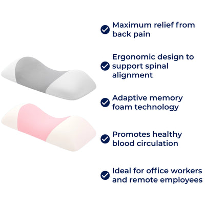 SpineEase | Lumbar Support Memory Foam Pillow – Back Pain Relief – Breathable Cover – Ergonomic Sleep Aid