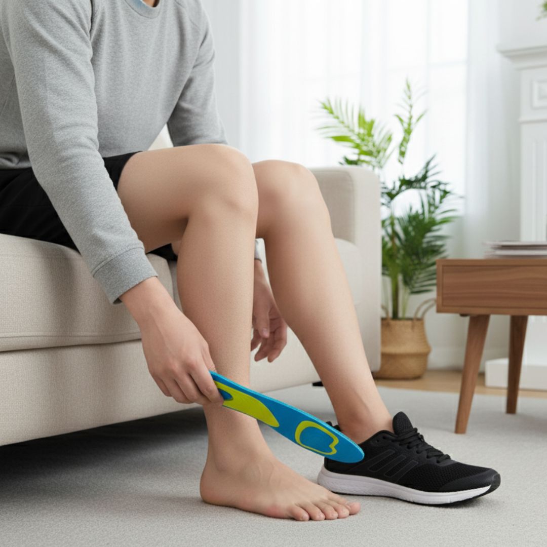 StrideEase | Arch Support Gel Insoles – Plantar Fasciitis Relief – Self-Adhesive Gel Cushioning – Everyday Comfort for Flat-Footed Walkers