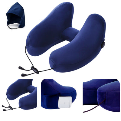 TravelHaven | Hooded Travel Pillow – Light-Blocking Hood – Soft Plush Cover – Ergonomic Neck Support – Portable Comfort For Long Journeys