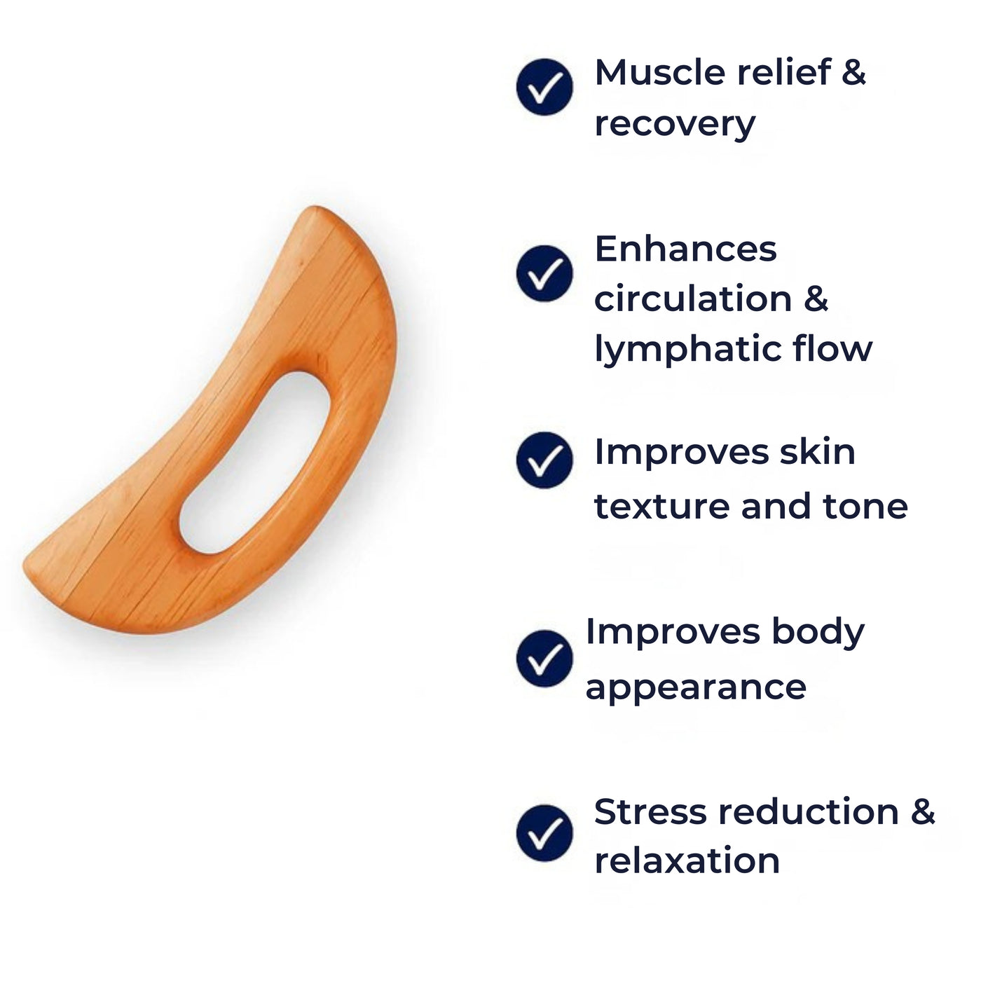 PureEase | Wooden Body Gua Sha Tool – Muscle Soreness Relief – Smooth Beechwood Finish – Full Body Massage – Relaxation & Recovery Benefits