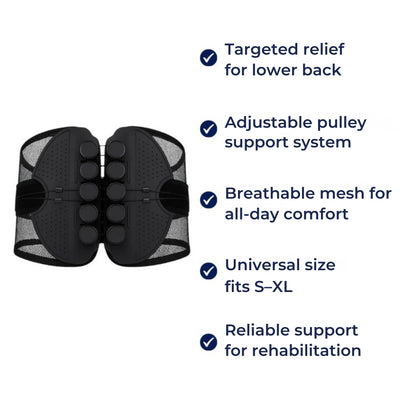 PostureFlex | Lumbar Support Belt – Lower Back Pain Relief – Breathable Mesh & Adjustable Fit – Improves Posture for Office & Everyday Comfort