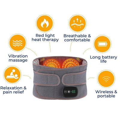 ThermaRelief Heated Belt for Back Pain | Red Light Therapy - Adjustable Belt - Relieves Back Pain - Relieves Muscle Tension - Improves Circulation