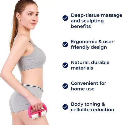 ToneWood | Cellulite Massage Roller – Deep‑Tissue Sculpt – Natural Wood – Home Body Toning