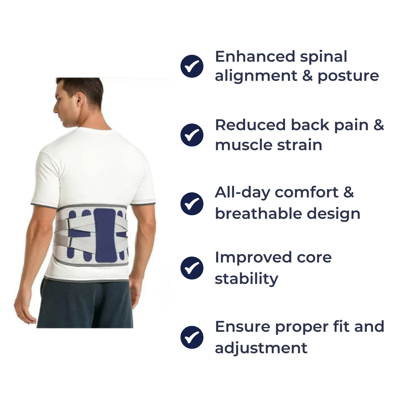 AlignCore | Lumbar Support Belt – Adjustable Compression Brace – Breathable Mesh Fit – Posture & Back Pain Relief