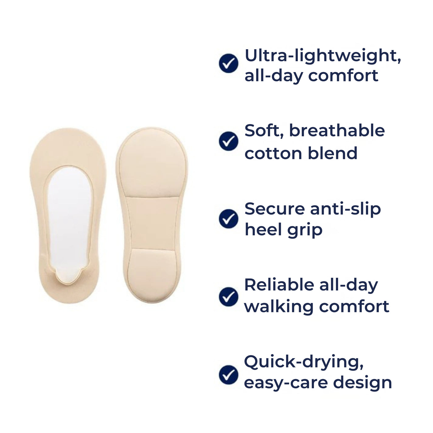 ComfyStride | No-Show Padded Socks – Shock Absorbing Comfort – Breathable Cotton Cushion – Anti-Slip Heel – Women All-Day Walking Relief