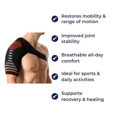 FlexShoulder | Shoulder Support Brace – Pain Relief & Joint Stability – Adjustable Breathable Compression Sleeve – Sports & Daily Wear