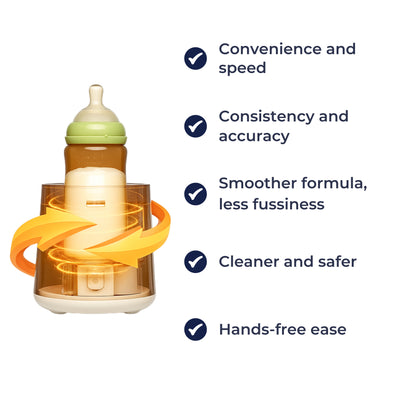 CalmaFeed | Baby Formula Mixer – Clump-Free Bottle Shaker – Quiet Rechargeable Design – Night Feeds & Busy Parents