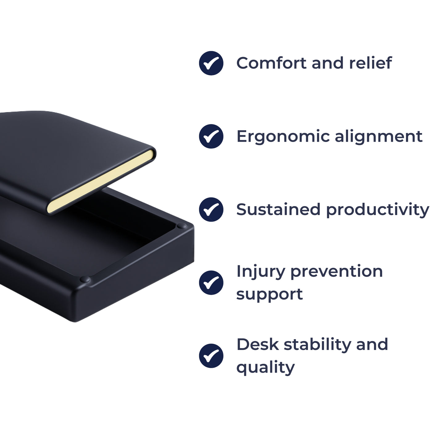 DeskZen | Keyboard Wrist Rest – Ergonomic Cushion Support – Non-Slip Pad with Storage Box – Office Productivity & Comfort