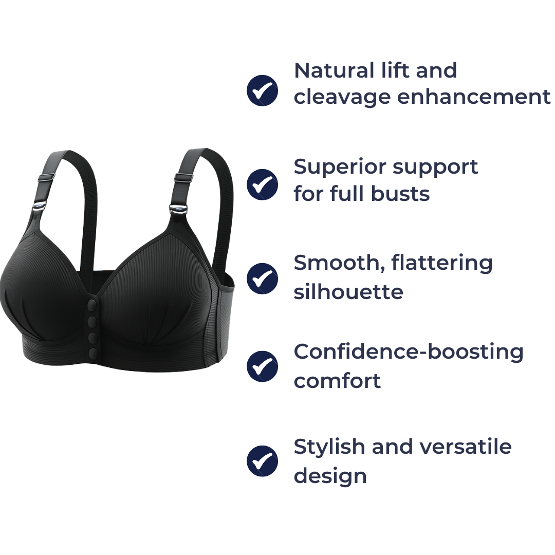 Luvina | Plus Size Push-Up Bra – Wireless Front Closure – Breathable Lift Support – Everyday Comfort & Ease