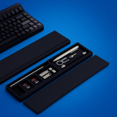 DeskZen | Keyboard Wrist Rest – Ergonomic Cushion Support – Non-Slip Pad with Storage Box – Office Productivity & Comfort