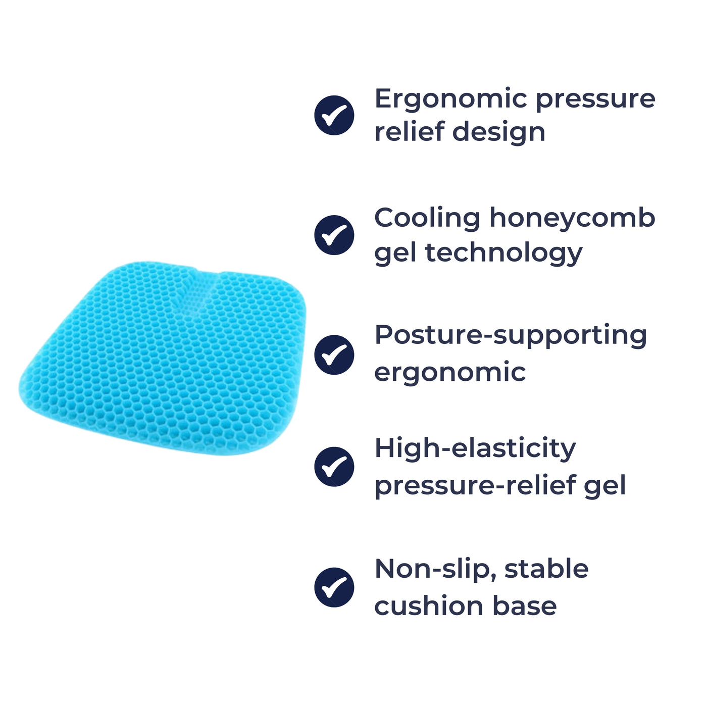 SitEase | Gel Seat Cushion – Pressure Relief & Cooling Honeycomb Gel – Posture Support – Office Car Chair Comfort for Long Sitting