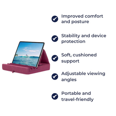 ViewEase | Foldable Tablet Pillow Stand – Adjustable Hands-Free Holder – Soft Cushioned Support with Pocket – Home & Travel Use