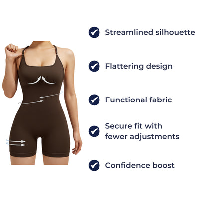FlexCurve | Women’s Backless Workout Jumpsuit – Breathable Stretch Fabric – Flattering Fit for Gym & Yoga