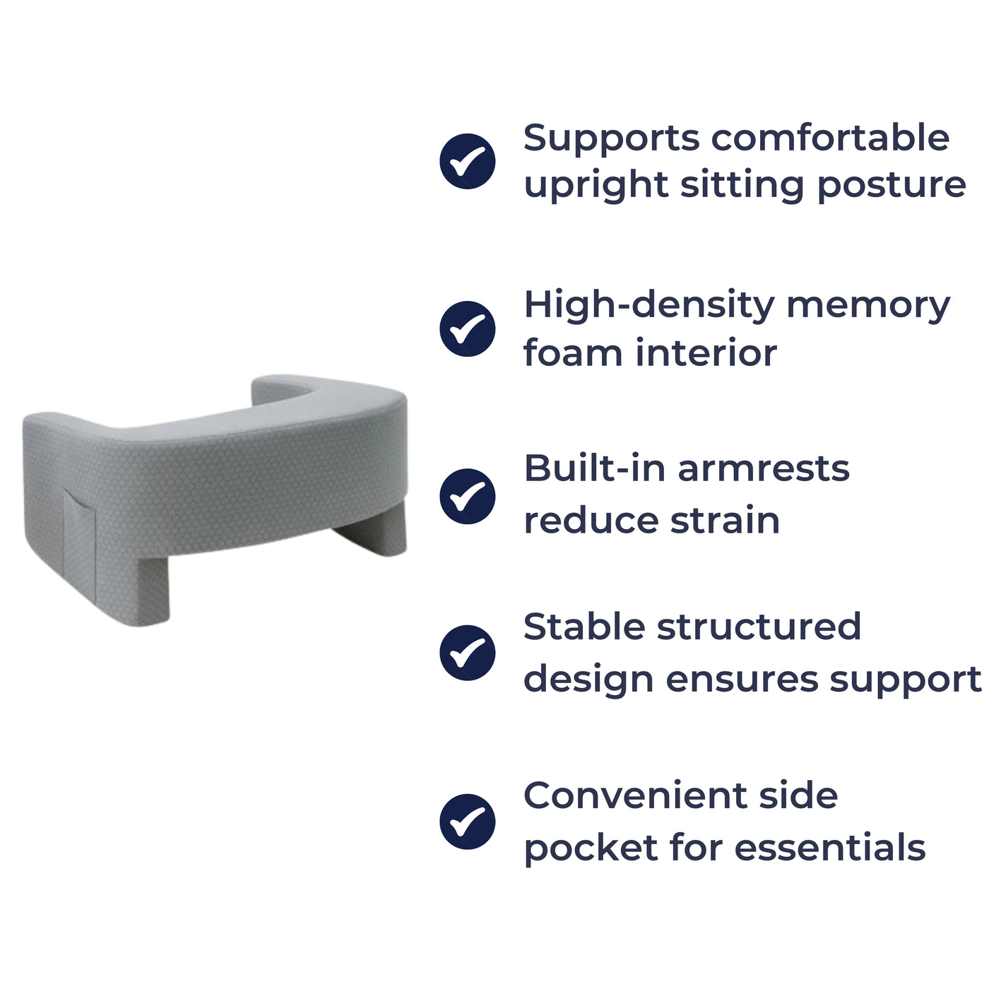 PostureCush | Reading Pillow with Arms – Better Posture for Bed & Sofa – Memory-Foam Arm-Rest Cushion – Adults Watching TV & Gaming