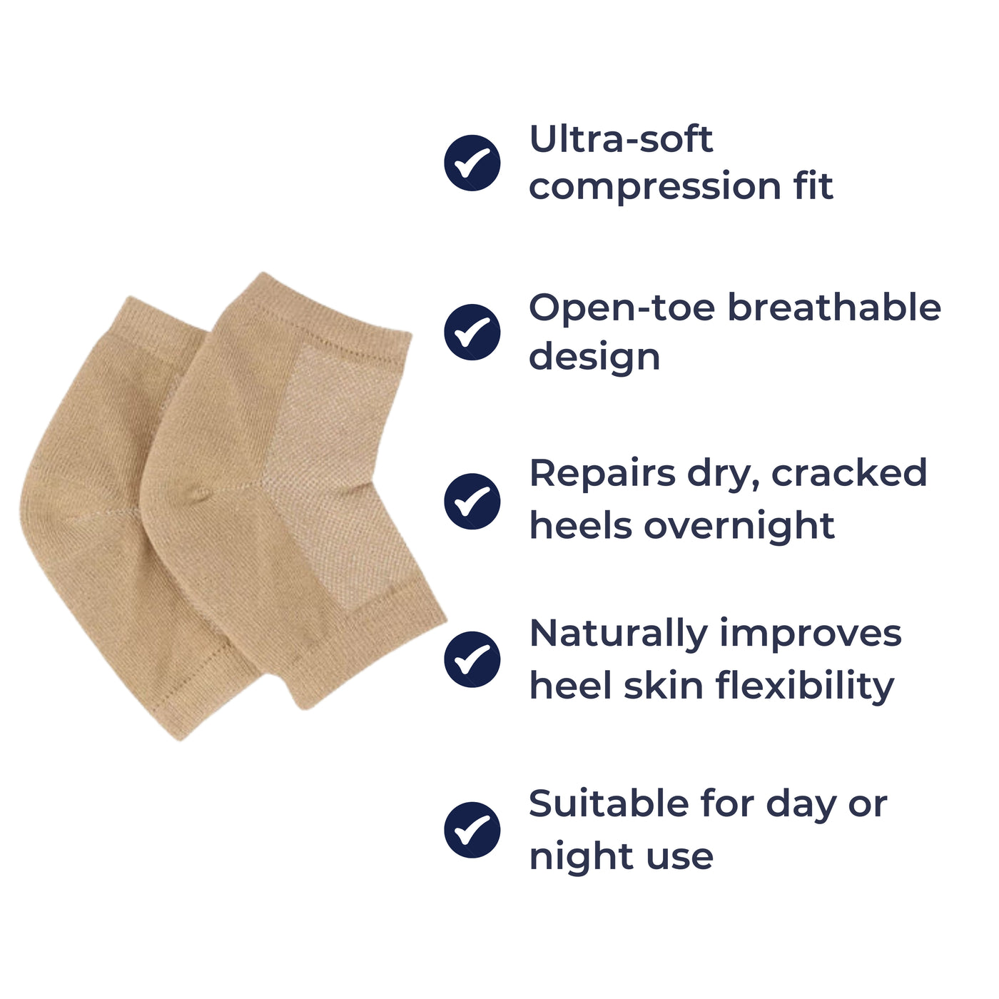 HeelEase | Gel Heel Repair Socks – Moisturising Gel Lining – Cushioned Open-Toe – Softens Cracked Heels Overnight – For Foot Relief Comfort