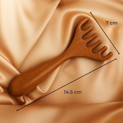 CalmiWood | Natural Sandalwood Head Massage Comb – Anti-Static Meridian Design – Gentle Scalp Stimulation – Relaxation & Hair Care