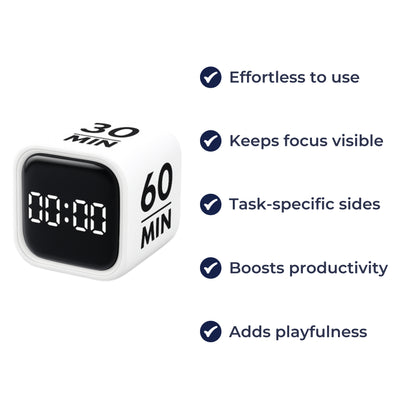 TimeFlip | Productivity Timer Cube – Instant Flip Start – Large LED Rechargeable Display – For Work Study Focus