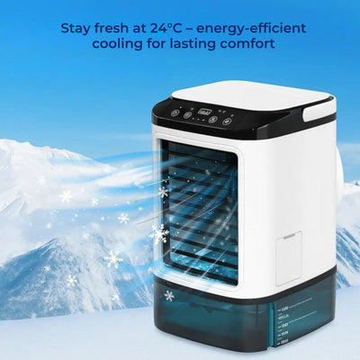 CoolEase | Portable Air Cooler – Quiet 12W Cooling Fan – 900ml Tank – Energy Saving – Bedroom Desk Use – Fast Cooling – Sleep Comfort