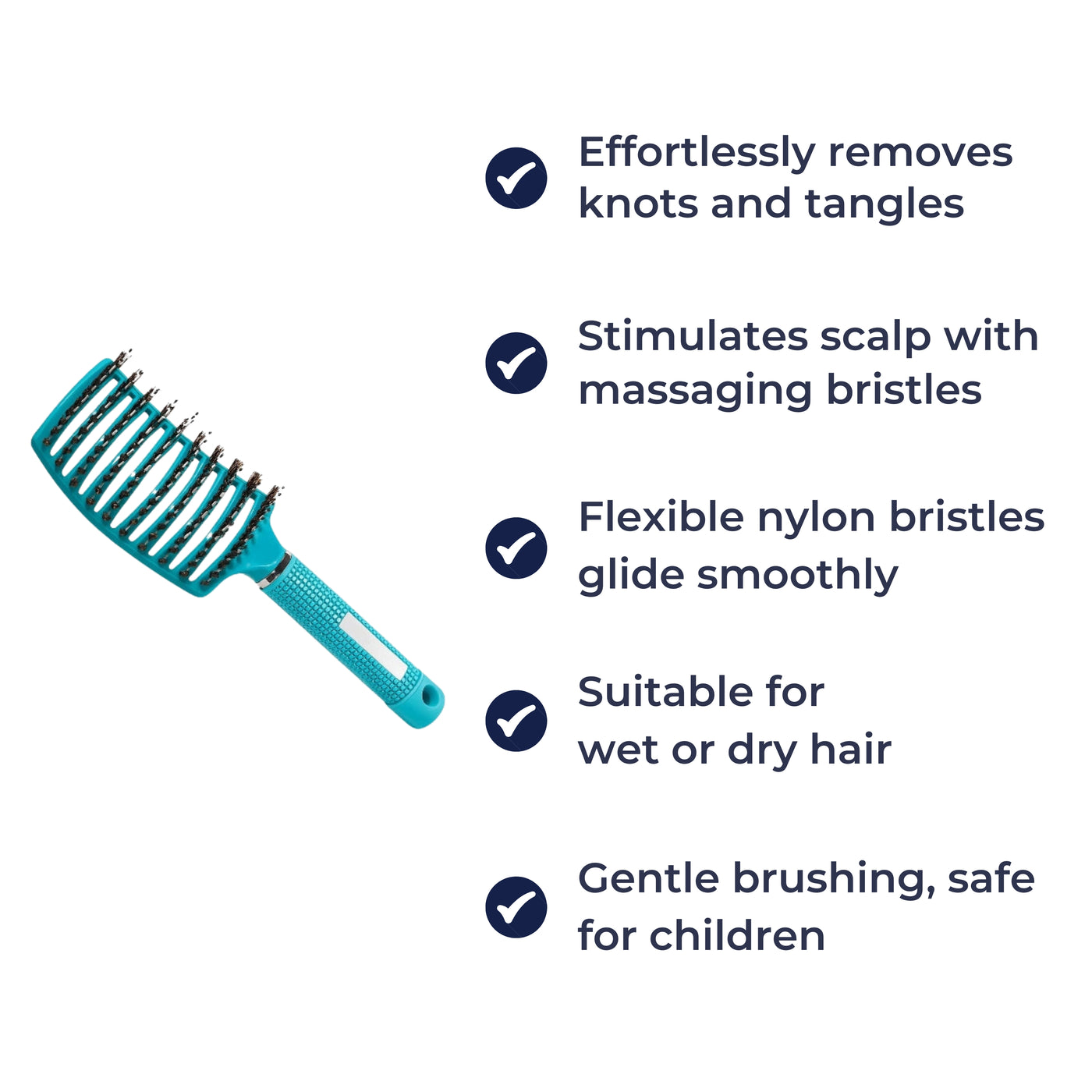 GleamGlide | Detangling Hair Brush – Quick Knot‑Free Detangling – Nylon Bristles with Scalp Massage Tips – For Thick or Curly Hair